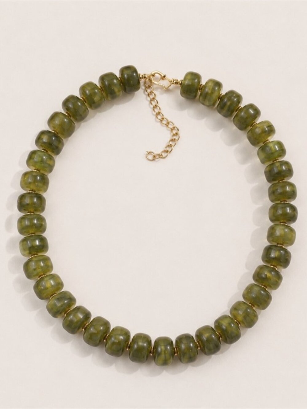 New! Neutral Olive Green Beaded Dopamine Necklace NWOT